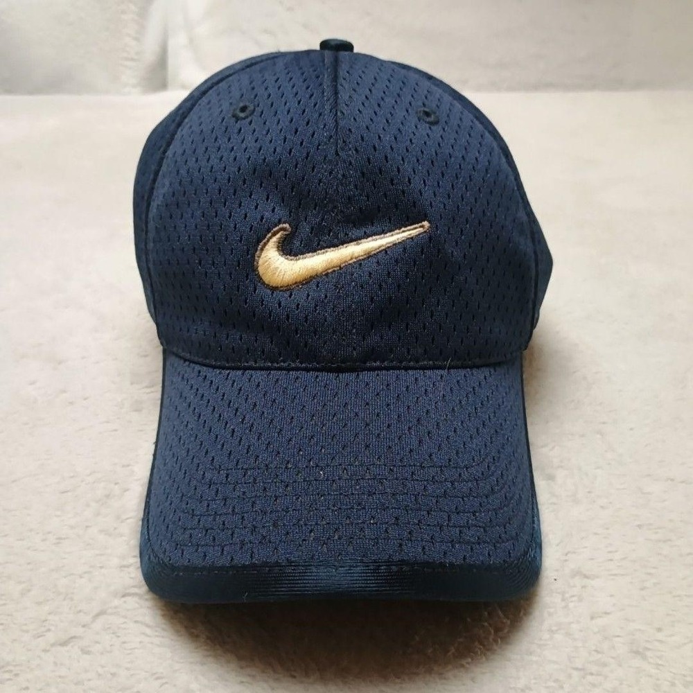 Vintage Nike Hat Cap Strap Back Y2K Mens Blue Polyester Mesh Running Golf Tennis